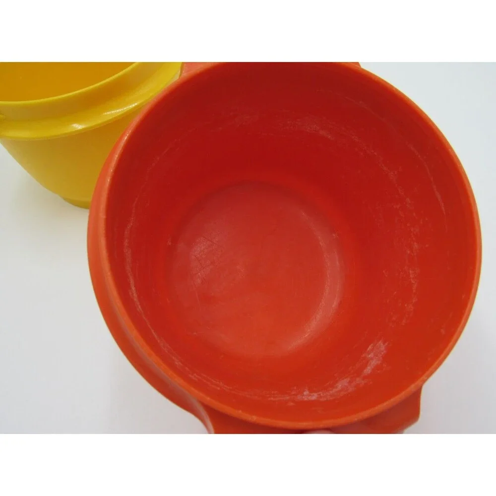 Tupperware Servalier 886 Orange Yellow Harvest Bowls Vintage 70s Retro Soup Cup